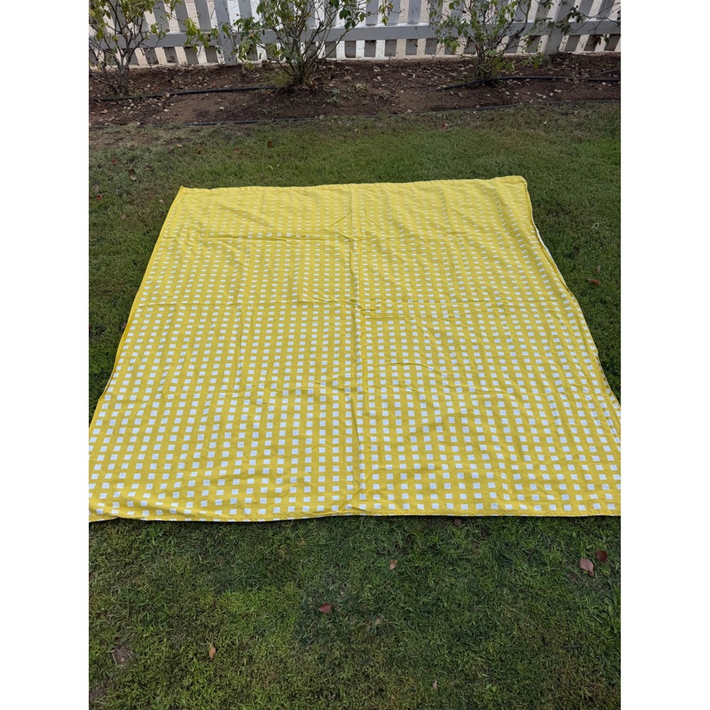 Marimekko Crate & Barrel Kullervo Cotton Shower Curtain Yellow White 68x69 READ